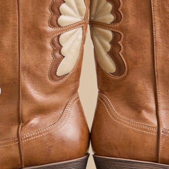 ALTAR’D STATE Mariposa  Brown and Cream Western Boots-Embroidered. NEW WITH TAGS - Picture 3 of 3